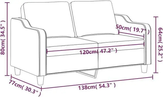 Alt view image 4 of 7 - vidaXL Sofa Accent Loveseat Couch 2 Seater Sofa Living Room Seating Black Fabric