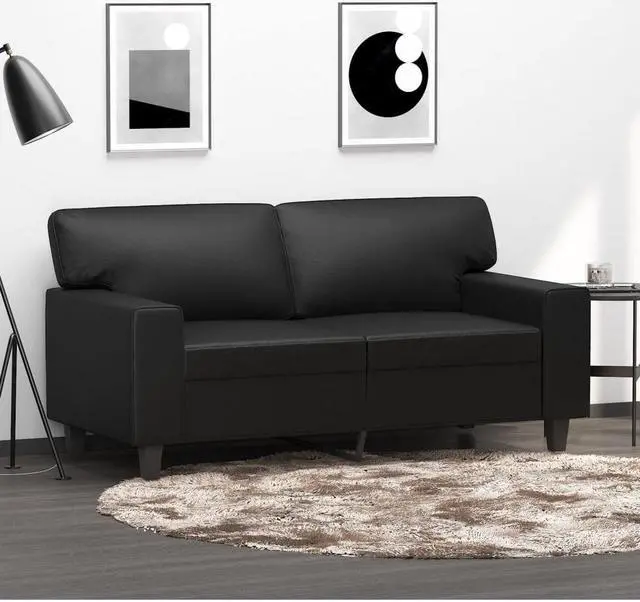 Main image of vidaXL Sofa Accent Loveseat Couch Settee 2 Seater Sofa Black Faux Leather