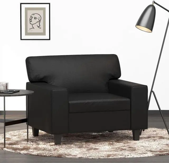 Main image of vidaXL Sofa Chair Accent Upholstered Single Sofa Chair Black Faux Leather