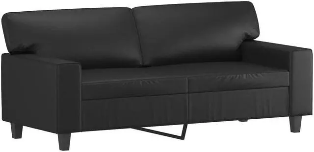 Alt view image 2 of 7 - vidaXL Sofa Accent Loveseat Couch Settee 2 Seater Sofa Black Faux Leather