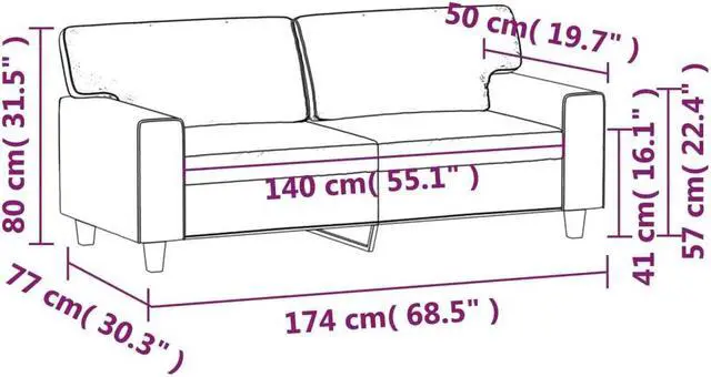 Alt view image 4 of 7 - vidaXL Sofa Accent Loveseat Couch Settee 2 Seater Sofa Black Faux Leather