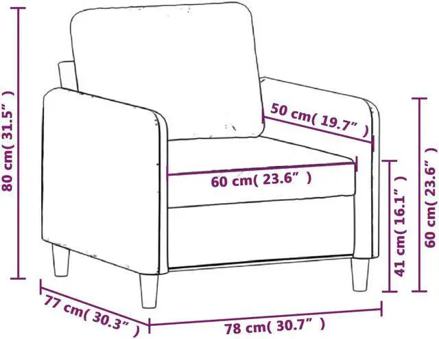 Alt view image 4 of 7 - vidaXL Sofa Chair Upholstered Single Sofa Chair for Living Room Black Fabric