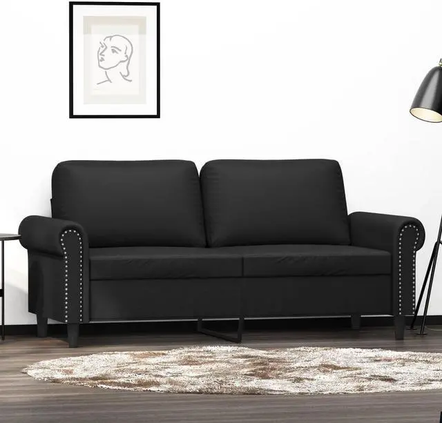 Main image of vidaXL Sofa Accent Loveseat Couch Settee 2 Seater Sofa Black Faux Leather
