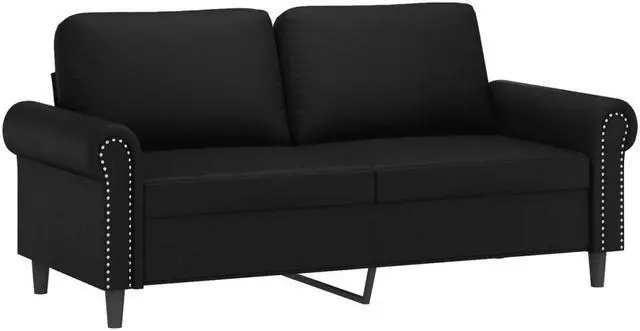 Alt view image 2 of 7 - vidaXL Sofa Accent Loveseat Couch Settee 2 Seater Sofa Black Faux Leather