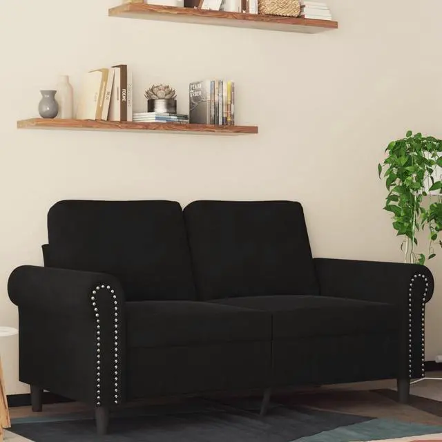 Main image of vidaXL Sofa Accent Loveseat Couch 2 Seater Sofa Living Room Seating Black Velvet