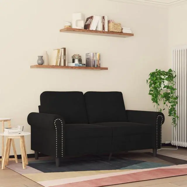 Alt view image 2 of 7 - vidaXL Sofa Accent Loveseat Couch 2 Seater Sofa Living Room Seating Black Velvet