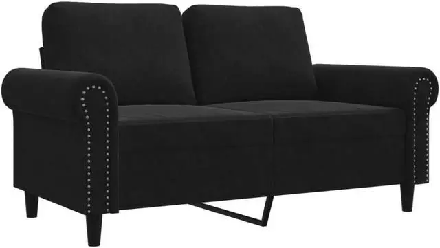 Alt view image 3 of 7 - vidaXL Sofa Accent Loveseat Couch 2 Seater Sofa Living Room Seating Black Velvet