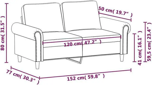 Alt view image 4 of 7 - vidaXL Sofa Accent Loveseat Couch 2 Seater Sofa Living Room Seating Black Velvet