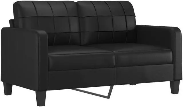 Alt view image 3 of 6 - vidaXL Sofa Loveseat Couch Sofa Settee with Throw Pillows Black Faux Leather