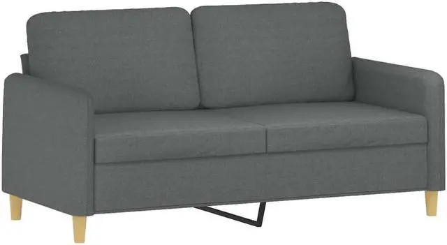 Alt view image 3 of 6 - vidaXL 2-Seater Sofa with Throw Pillows Accent Loveseat Couch Dark Gray Fabric