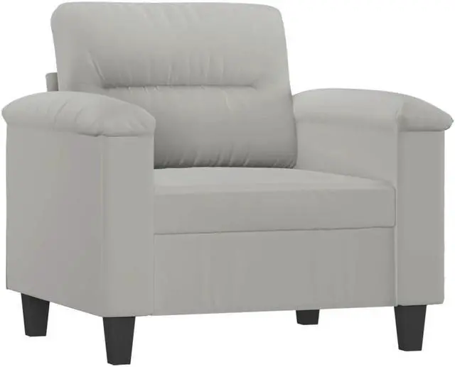Alt view image 3 of 6 - vidaXL Sofa Chair Single Sofa Chair with Footstool Light Gray Microfiber Fabric