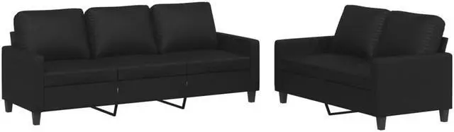Alt view image 2 of 6 - vidaXL Sofa Set with Cushions Sectional Sofa Couch 2 Piece Black Faux Leather