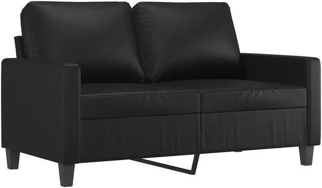 Alt view image 3 of 6 - vidaXL Sofa Set with Cushions Sectional Sofa Couch 2 Piece Black Faux Leather