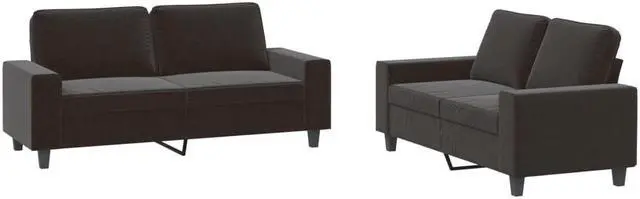 Alt view image 2 of 6 - vidaXL Sofa Set Accent Loveseat Couch Settee Armchair 2 Piece Black Fabric