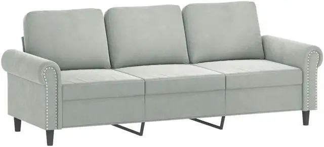 Alt view image 3 of 6 - vidaXL Sofa Set with Pillows Loveseat Couch Armchair 2 Piece Light Gray Velvet