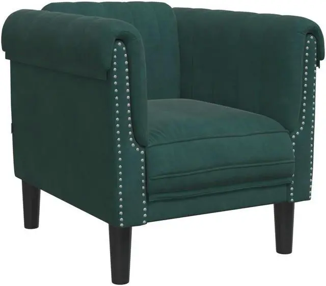 Alt view image 3 of 7 - vidaXL Sofa Chair Accent Upholstered Armchair Living Room Dark Green Velvet