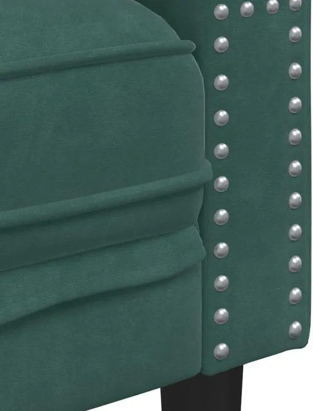 Alt view image 6 of 6 - vidaXL Chesterfield Sofa Set with Bolsters Settee 3 Piece Dark Green Velvet