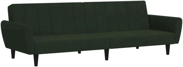 Alt view image 3 of 7 - vidaXL 2-Seater Sofa Bed Accent Upholstered Loveseat Couch Dark Green Velvet