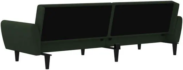 Alt view image 5 of 7 - vidaXL 2-Seater Sofa Bed Accent Upholstered Loveseat Couch Dark Green Velvet