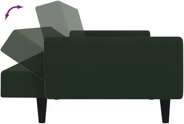Alt view image 7 of 7 - vidaXL 2-Seater Sofa Bed Accent Upholstered Loveseat Couch Dark Green Velvet