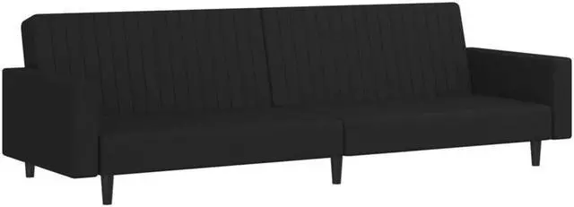 Alt view image 3 of 7 - vidaXL 2-Seater Sofa Bed Accent Upholstered Loveseat Sleeper Couch Black Velvet