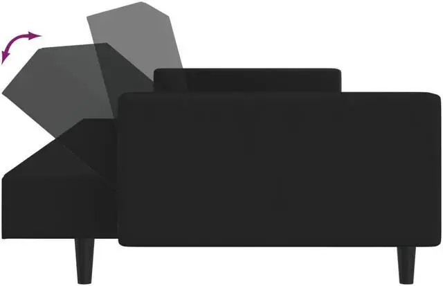 Alt view image 7 of 7 - vidaXL 2-Seater Sofa Bed Accent Upholstered Loveseat Sleeper Couch Black Velvet