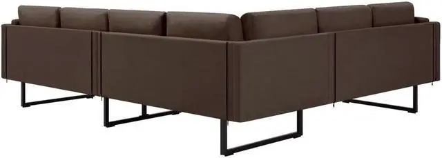 Alt view image 4 of 6 - vidaXL Sofa Sectional Sofa L Shape Corner Couch with Pillows Brown Fabric