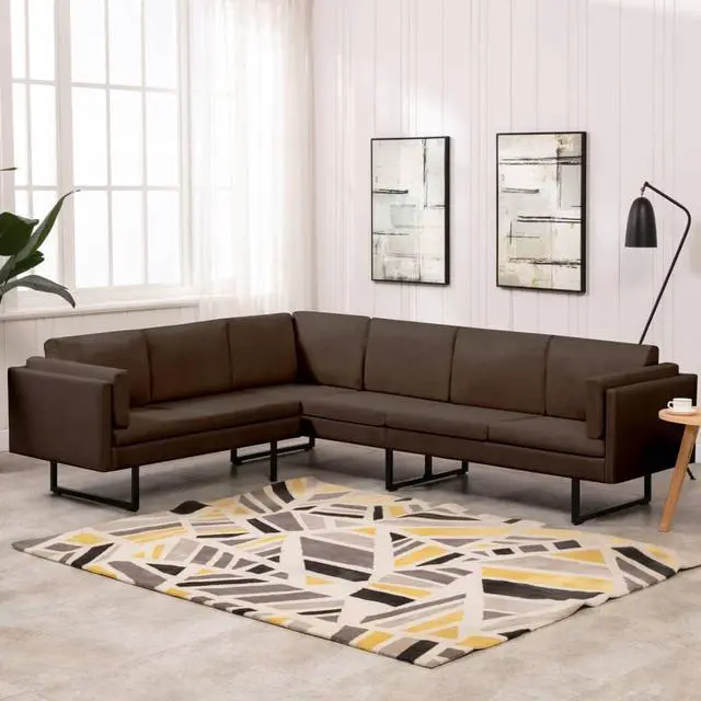 Main image of vidaXL Sofa Sectional Sofa L Shape Corner Couch with Pillows Brown Fabric