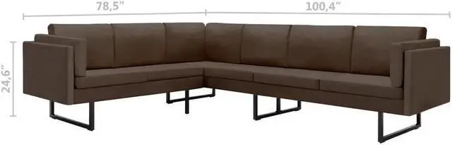 Alt view image 3 of 6 - vidaXL Sofa Sectional Sofa L Shape Corner Couch with Pillows Brown Fabric