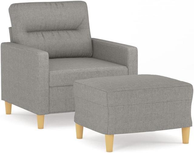 Alt view image 2 of 6 - vidaXL Couch Living Room Single Sofa Chair with Footstool Light Gray Fabric