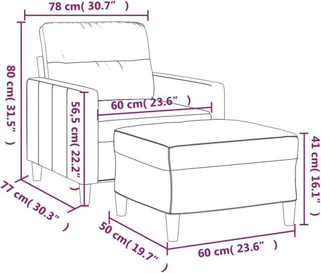 Alt view image 4 of 6 - vidaXL Couch Living Room Single Sofa Chair with Footstool Light Gray Fabric