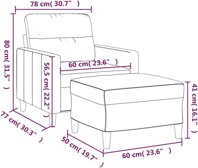 Alt view image 6 of 6 - vidaXL Couch Living Room Single Sofa Chair with Footstool Light Gray Fabric