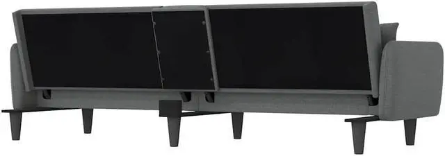 Alt view image 5 of 7 - vidaXL Sofa Bed Convertible Sleeper Sofa Bed with Cup Holders Dark Gray Fabric