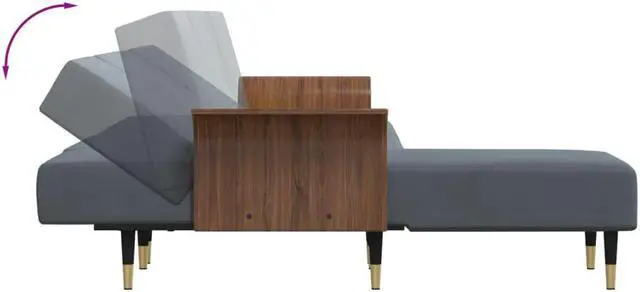 Alt view image 3 of 5 - vidaXL Sofa Bed Sleeper Sofa Settee L Shaped Folding Sofa Bed Dark Gray Velvet