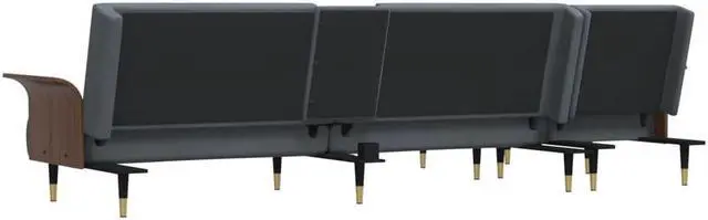 Alt view image 5 of 5 - vidaXL Sofa Bed Sleeper Sofa Settee L Shaped Folding Sofa Bed Dark Gray Velvet