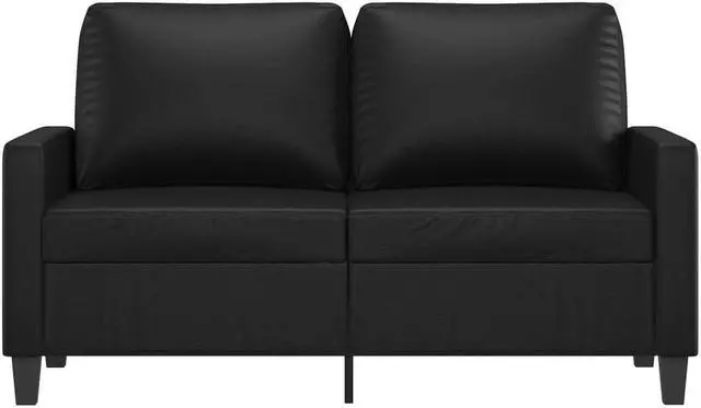 Alt view image 3 of 7 - vidaXL Sofa Accent Loveseat Couch Settee 2 Seater Sofa Black Faux Leather