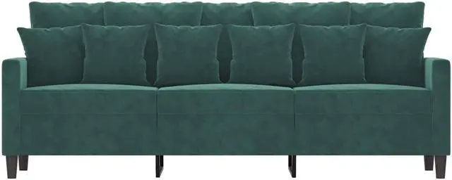 Alt view image 3 of 7 - vidaXL 3-Seater Sofa Accent Upholstered Couch Sofa Armchair Dark Green Velvet