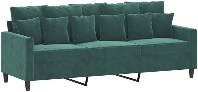 Alt view image 2 of 7 - vidaXL 3-Seater Sofa Accent Upholstered Couch Sofa Armchair Dark Green Velvet