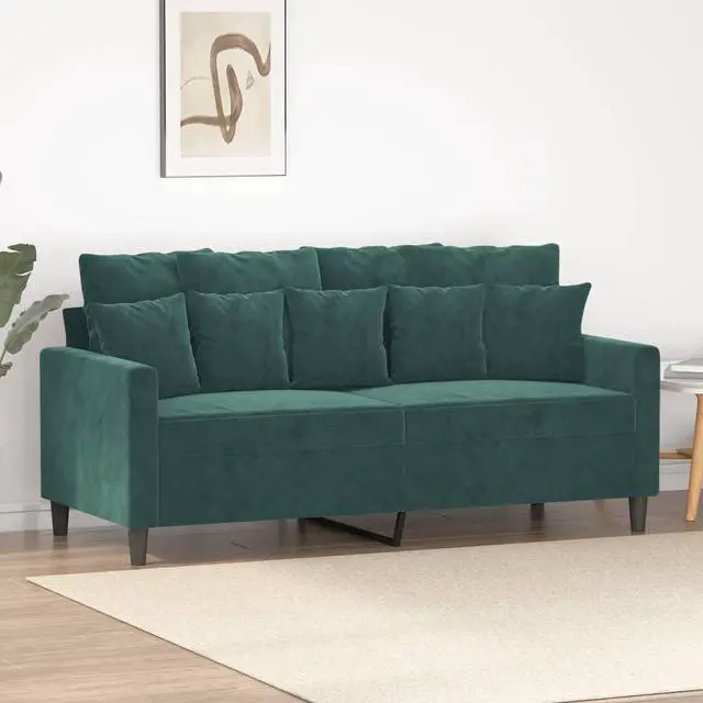 Main image of vidaXL 2-Seater Sofa Accent Loveseat Couch Settee for Office Dark Green Velvet