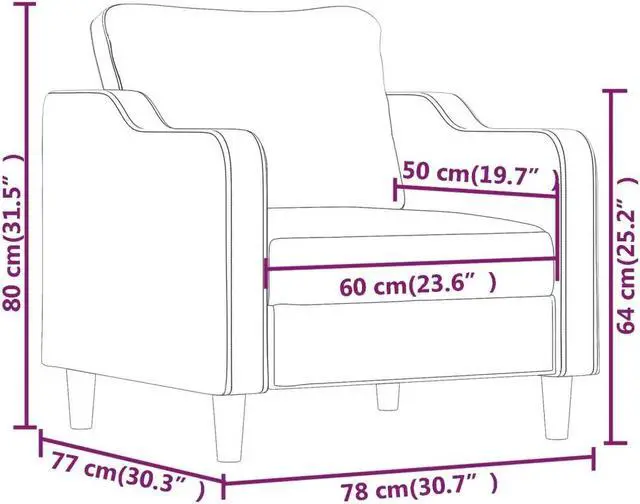 Alt view image 4 of 7 - vidaXL Sofa Chair Accent Upholstered Single Sofa Armchair Dark Gray Fabric