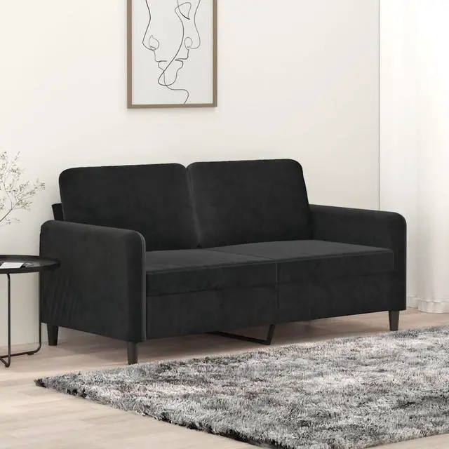 Main image of vidaXL Sofa Accent Loveseat Couch 2 Seater Sofa Living Room Seating Black Velvet