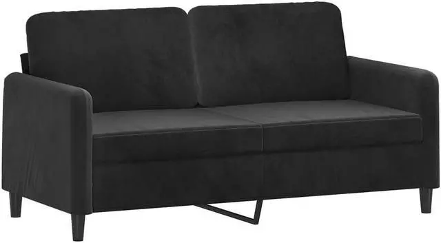 Alt view image 2 of 7 - vidaXL Sofa Accent Loveseat Couch 2 Seater Sofa Living Room Seating Black Velvet