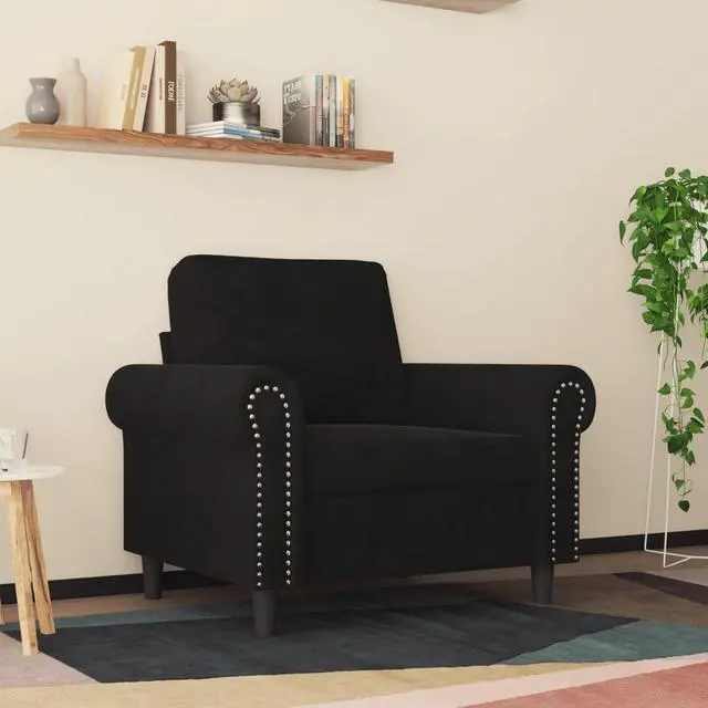 Alt view image 2 of 7 - vidaXL Sofa Chair Upholstered Single Sofa Chair for Living Room Black Velvet