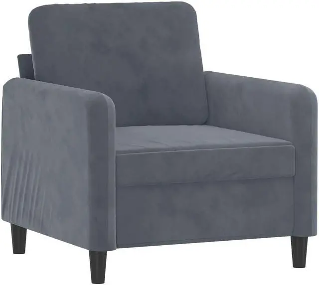 Alt view image 3 of 6 - vidaXL Sofa Set Accent Upholstered Loveseat Couch 3 Piece Dark Gray Velvet
