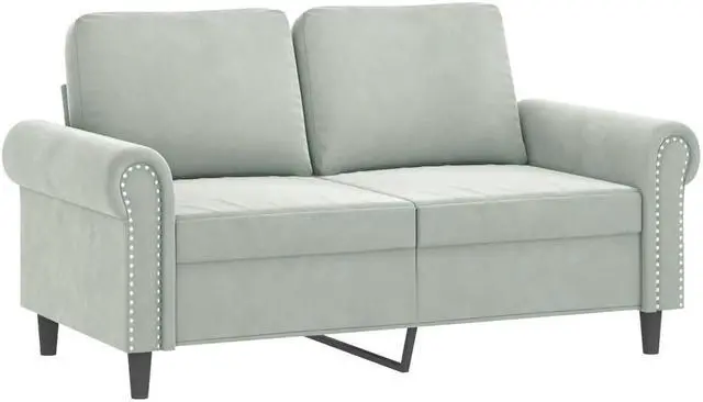Alt view image 3 of 6 - vidaXL Sofa Set with Pillows Accent Loveseat Couch 2 Piece Light Gray Velvet