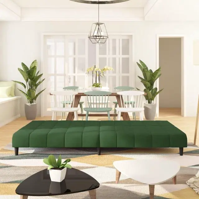 Alt view image 2 of 7 - vidaXL 2-Seater Sofa Bed Accent Upholstered Loveseat Couch Dark Green Velvet