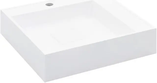 Alt view image 9 of 13 - vidaXL Wash Basin 19.7"x19.7"x4.8" Mineral Cast/Marble Cast White