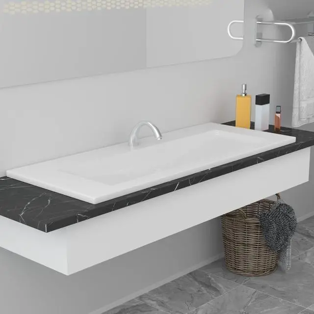 Alt view image 17 of 18 - vidaXL Wash Basin Built-in Basin Vanity Sink Small Basin Bath Sink Ceramic White