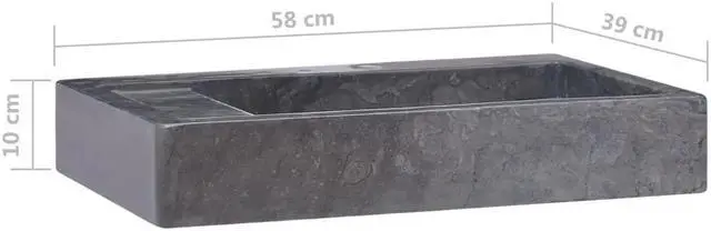 Alt view image 12 of 15 - vidaXL Sink Black 22.8"x15.4"x3.9" Marble