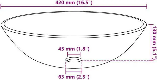 Alt view image 5 of 5 - vidaXL Basin Tempered Glass 16.5" Brown